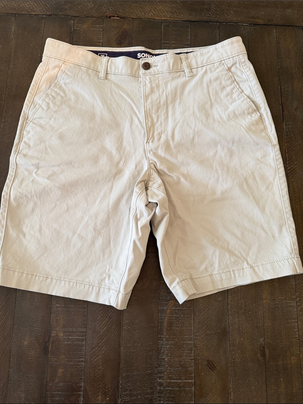 Sonoma Light Cream Flat Front FLEX WEAR Chino Shorts